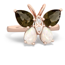 Smoky Quartz Butterfly 14K Rose Gold ring R2215