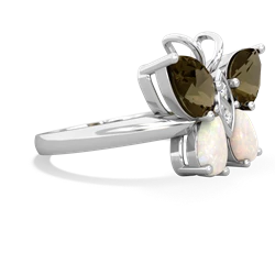 Smoky Quartz Butterfly 14K White Gold ring R2215