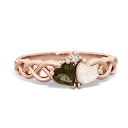 Smoky Quartz Heart To Heart Braid 14K Rose Gold ring R5870