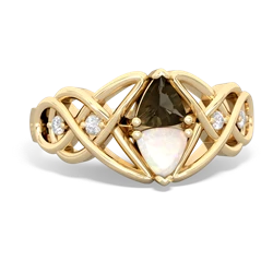 Smoky Quartz Keepsake Celtic Knot 14K Yellow Gold ring R5300