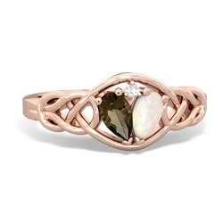 Smoky Quartz Celtic Love Knot 14K Rose Gold ring R5420