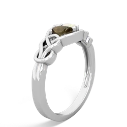 Smoky Quartz Celtic Love Knot 14K White Gold ring R5420