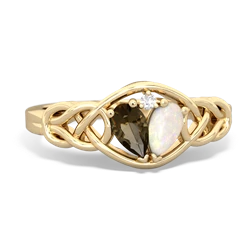 Smoky Quartz Celtic Love Knot 14K Yellow Gold ring R5420