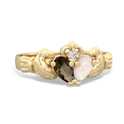 Smoky Quartz 'Our Heart' Claddagh 14K Yellow Gold ring R2388