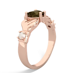 Smoky Quartz Claddagh Keepsake 14K Rose Gold ring R5245