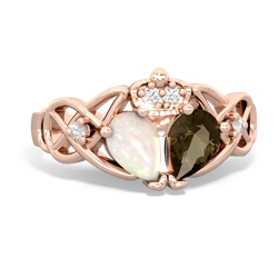 Smoky Quartz 'One Heart' Celtic Knot Claddagh 14K Rose Gold ring R5322