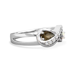 Smoky Quartz Diamond Infinity 14K White Gold ring R5390