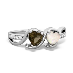 Smoky Quartz Side By Side 14K White Gold ring R3090