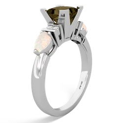 Smoky Quartz 6Mm Princess Eternal Embrace Engagement 14K White Gold ring C2002