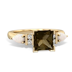 Smoky Quartz 6Mm Princess Eternal Embrace Engagement 14K Yellow Gold ring C2002