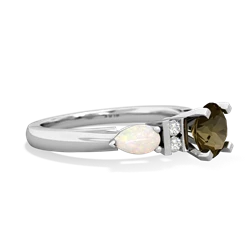 Smoky Quartz 6Mm Round Eternal Embrace Engagement 14K White Gold ring R2005