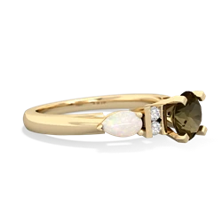 Smoky Quartz 6Mm Round Eternal Embrace Engagement 14K Yellow Gold ring R2005