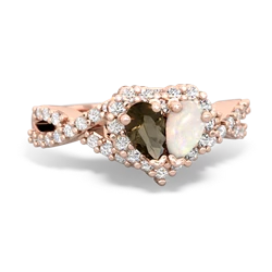 Smoky Quartz Diamond Twist 'One Heart' 14K Rose Gold ring R2640HRT
