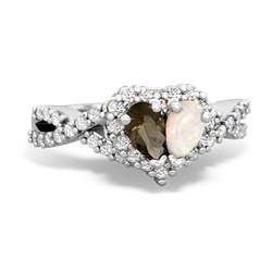 Smoky Quartz Diamond Twist 'One Heart' 14K White Gold ring R2640HRT