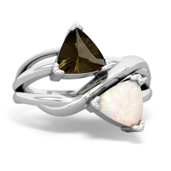 Smoky Quartz Split Band Swirl 14K White Gold ring R2341