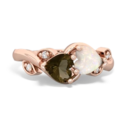 Smoky Quartz Floral Elegance 14K Rose Gold ring R5790