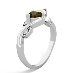 Smoky Quartz Floral Elegance 14K White Gold ring R5790