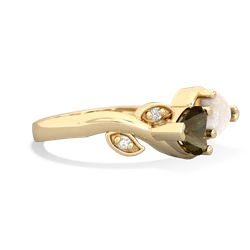 Smoky Quartz Floral Elegance 14K Yellow Gold ring R5790