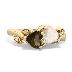 Smoky Quartz Floral Elegance 14K Yellow Gold ring R5790