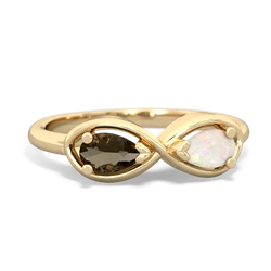 Smoky Quartz Infinity 14K Yellow Gold ring R5050