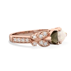 Smoky Quartz Diamond Butterflies 14K Rose Gold ring R5601