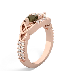 Smoky Quartz Sparkling Celtic Knot 14K Rose Gold ring R2645