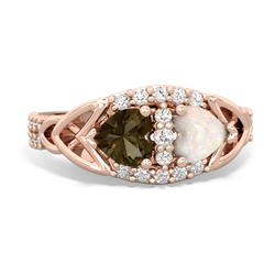 Smoky Quartz Sparkling Celtic Knot 14K Rose Gold ring R2645