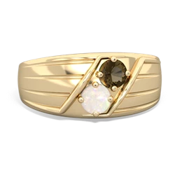 Smoky Quartz Men's Streamline 14K Yellow Gold ring R0460