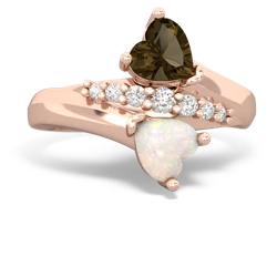 Smoky Quartz Heart To Heart 14K Rose Gold ring R2064