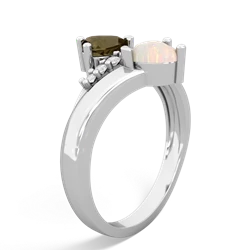 Smoky Quartz Heart To Heart 14K White Gold ring R2064