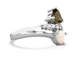 Smoky Quartz Heart To Heart 14K White Gold ring R2064