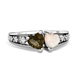 Smoky Quartz Heart To Heart 14K White Gold ring R3342