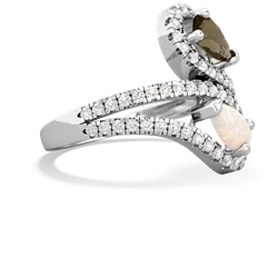 Smoky Quartz Diamond Dazzler 14K White Gold ring R3000