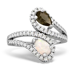 Smoky Quartz Diamond Dazzler 14K White Gold ring R3000