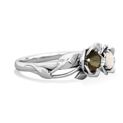 Smoky Quartz Rose Garden 14K White Gold ring R5510