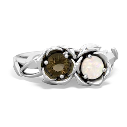 Smoky Quartz Rose Garden 14K White Gold ring R5510