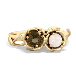 Smoky Quartz Rose Garden 14K Yellow Gold ring R5510