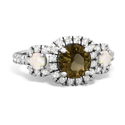 Smoky Quartz Regal Halo 14K White Gold ring R5350