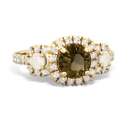 Smoky Quartz Regal Halo 14K Yellow Gold ring R5350