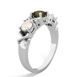 Smoky Quartz Hugs And Kisses 14K White Gold ring R5016