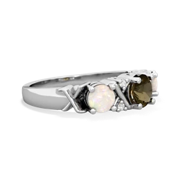 Smoky Quartz Hugs And Kisses 14K White Gold ring R5016