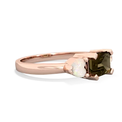 Smoky Quartz Three Stone 14K Rose Gold ring R5235