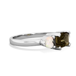 Smoky Quartz Three Stone 14K White Gold ring R5235