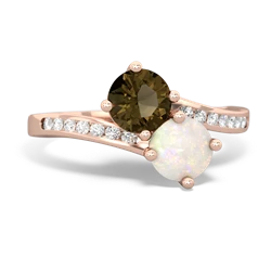 Smoky Quartz Channel Set Two Stone 14K Rose Gold ring R5303