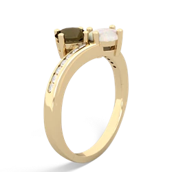 Smoky Quartz Channel Set Two Stone 14K Yellow Gold ring R5303