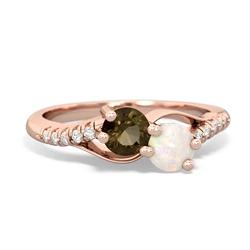 Smoky Quartz Infinity Pave Two Stone 14K Rose Gold ring R5285