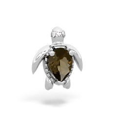 Smoky Quartz Baby Sea Turtle 14K White Gold pendant P5241