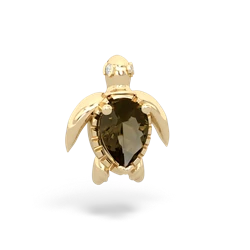 Smoky Quartz Baby Sea Turtle 14K Yellow Gold pendant P5241