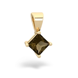 Smoky Quartz 5Mm Princess Solitaire 14K Yellow Gold pendant P1789