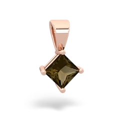 Smoky Quartz 5Mm Princess Solitaire 14K Rose Gold pendant P1789